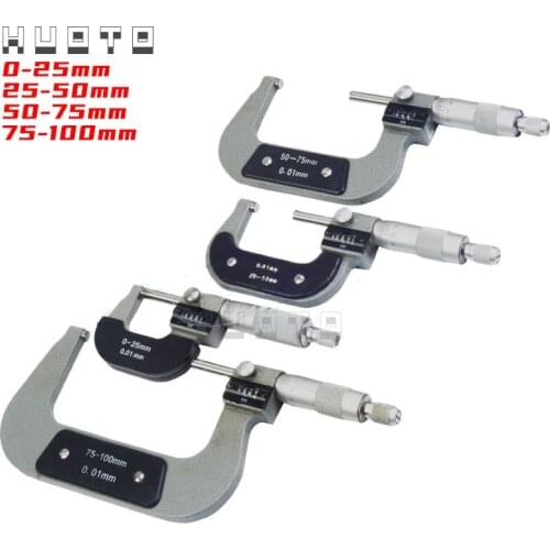 0-1"/0.001" 0-25/25-50/50-75/75-100 0.01mm inch metric micrometer with counter calibration micrometer thickness measuring gauge