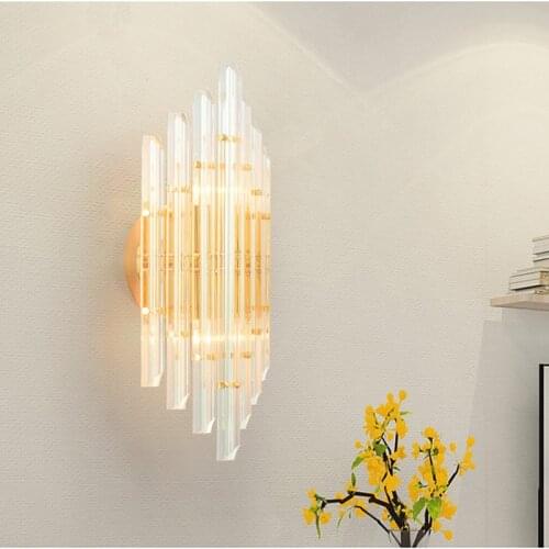 Postmodern Minimalist Crystal Light Luxury Wall Lamp Living Room American Style Wall Lamp Bedroom Lamp Home Decor Bedside Lamp