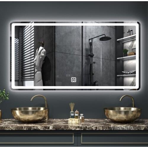 Rectangular Smart Demist Bathroom Mirror 3 Color Adjustable LED Multifunction LIght With Bluetooth Brightness Sensory Switch