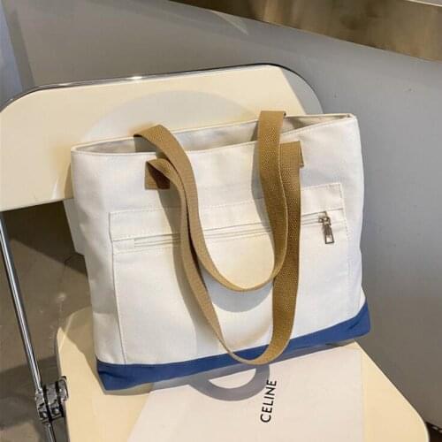 New Casual Tote Bags For Women Large Capacity Canvas Shopping Bag Simple Design Ladies Handbags Womens Shoulder Bag