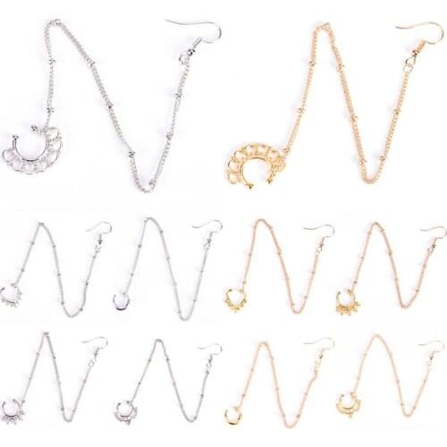 1pc Fake Septum Piercing Nose Hoop Stainless Steel Nose Rings And Studs Fake Nose Rings&Studs Ear Chain Women Body Jewelry