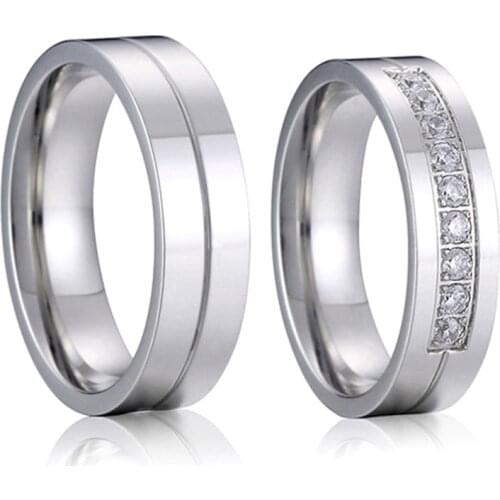 Couple Wedding Rings for Men and Women Silver color Lovers Alliance Hand Finger Stainless Steel Ring Marriage High Quality