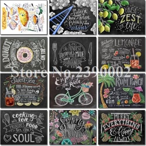 Full Drill 5D DIY Diamond Painting Blackboard Embroidery Cross Stitch Diamond Mosaic Rhinestone Home Decor French Food Gift