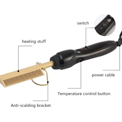 Professional Hair Curlers Electric Comb Straightener High Heat Press Comb Environmentally Friendly Titanium Alloy 20#824