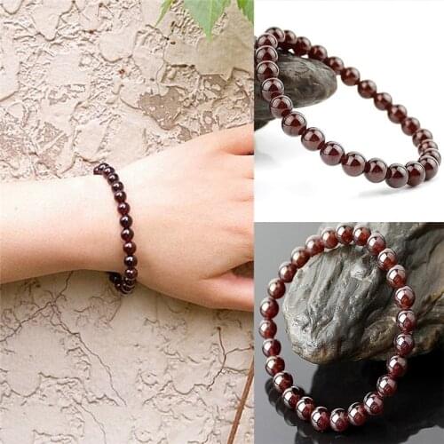 Simple Style Red Natural Garnet Stone Buddha Beads Gem Stone Bracelets For Women Pulseras Mujer