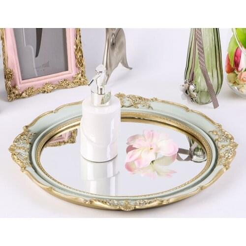 European-style retro oval bin ear tray carved fruit plate tea tray pastry plate cake tray home model room decoration