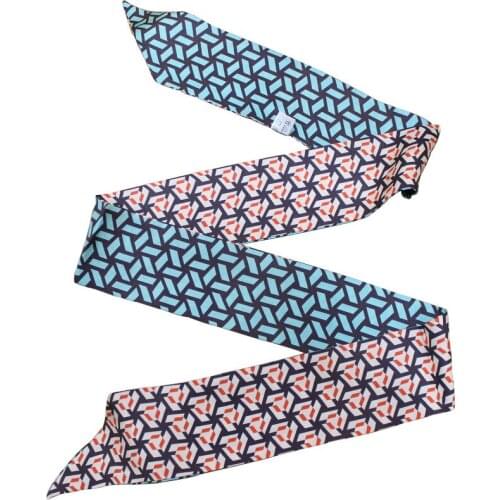 Geometric Figure Neck Scarf Ribbon Bag Wraps Skinny Choker Multi Woman Decorate Scarve 100% Silk Hair Band Drop Shipping ZSBD223