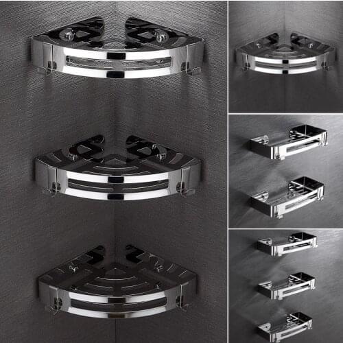 Triangle Shower Storage Rack Bathroom Shampoo Shower Shelf Space Aluminum Free Punch Kitchen Tripod Corner Stand Accessories