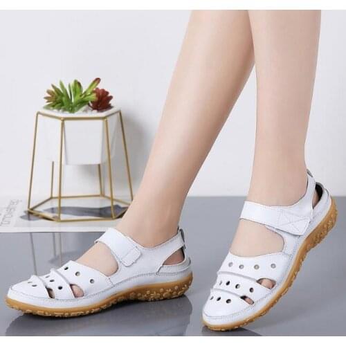 Spring Summer Women Flats Soft Genuine Leather Flat Shoes Woman Loafers Oxford Shoes For Women White Breathable leather shoes
