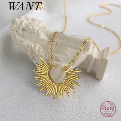 WANTME Real 925 Sterling Silver Luxury Geometric Bohemian Clavicle Pendant Chain Necklace for Women Unique Elegant Party Jewelry