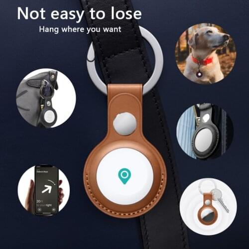 For Apple Airtags PU Leather Protective Sleeve For Apple Locator Tracker Anti-lost Device Keychain Protective Sleeve Hot