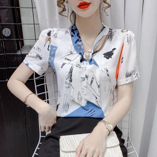 Short-sleeved Floral Chiffon Shirt Womens Summer 2021 New Thin French Puff Sleeve Tops And Blouses