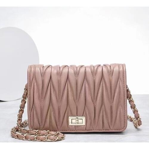 021 new fold bag full sheepskin light luxury womens bag new fashion western style single shoulder messenger chain bag