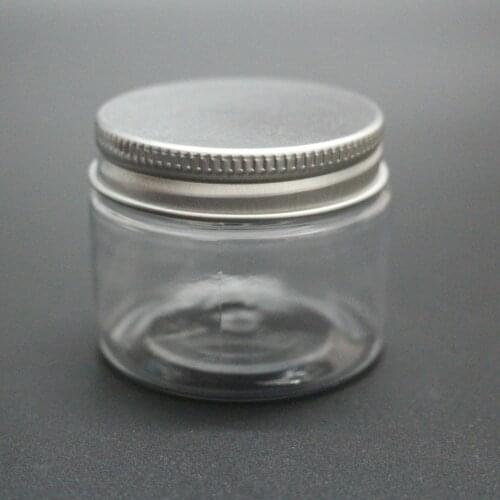 10 Clear Plastic Refillable Bottles Aluminum Lid Portable Empty Containers 50G