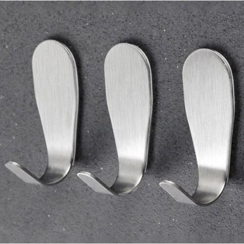 10Pcs Stainless Steel Glue Hook No Hole At The Back Of Bathroom Door Clothes Hook Wall Hanging Strong Load-bearing Hook