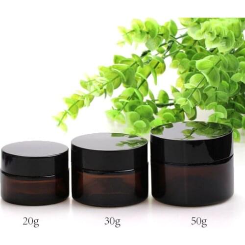 120pcs/Lot Amber Glass Jars For Cream 5G 10G 20G 30G 50G Brown Glass Round Jars With Inner Cover Makeup Container#3668821