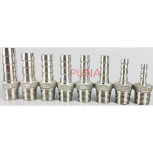 16mm x 3/4'' BSP Male Thread 304 Stainless Steel Pipe Fitting x Barb Hose Tail Reducer Pagoda Joint Coupling Connector