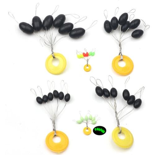 30pcs/bag Big Large Size Black Rubber Luminous Glow Oval Stopper Carp Fishing Bobber Float Line Space Beans Connector Stops