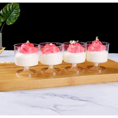 50pcs Net red plastic disposable mousse cup mini small tea cup goblet tasting wine cup thick pudding cup party dessert cups 60ml