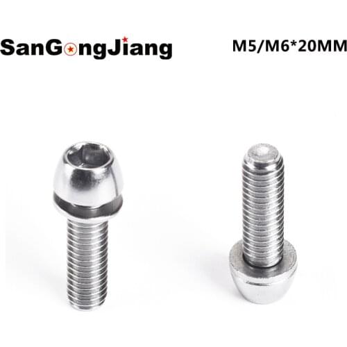 6PCS Bicycle Headset Stem Cap Screw alloy steel Bicycle Seat Disc Bolt M5 M6 Road Bike Mountain Bike Riser modification screws