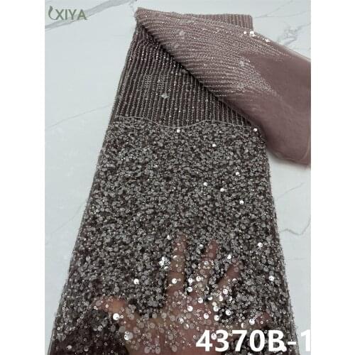 African Lace Fabric Beaded Embroidery Lace Fabric Nigerian Party Asoebi Dress Beaded Sequin French Net Lace for Sewing APW4370B