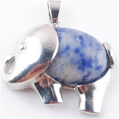 Free Shipping Natural Blue-veins stone Gem Stone Energy Cute Elephant Pendants for Child Jewelry Chakra TN3621