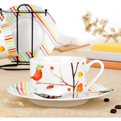 British Afternoon Tea Cup Gold Trim Simple Teaware European Ins Court Coffee Cup , Dish and Spoon Sets