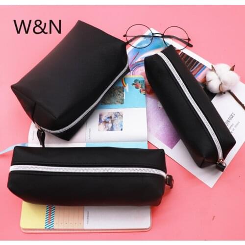 Black Leather Pencil Case For Girls Boys Student School Pencil Case Big Pencil Case Stationery Cute Pencil Bag estojo escolar