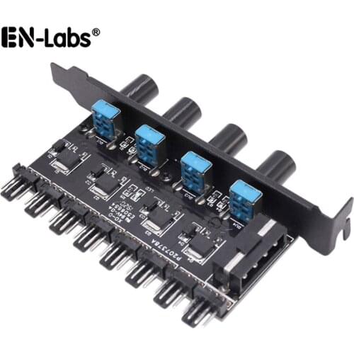 PCI Fan Speed Controller,12V Molex 4pin or SATA Powered 6 8 Fan Hub,PWM 4 pin CPU Radiator 3pin Case Cooler Temperature Control