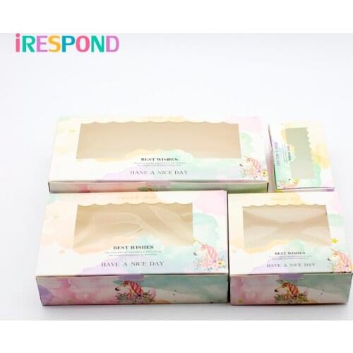 50PCS Paper Box For Gifts Food Unicorn Candy Box Packaging Cookies Cupcake Display Package Box Pvc Window Wedding Party Favors
