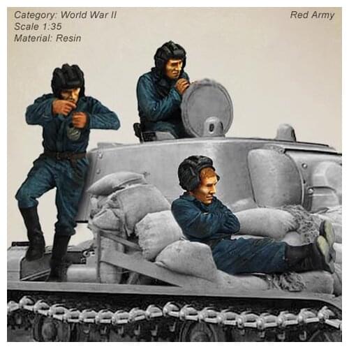 1/35 SOVIET TANK CREW - Red Army resin kit soldiers GK Military theme of WWII scene combination Uncoated No colour