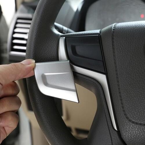 2pcs Silver ABS Plastic Stickers Steering Wheel Button Patch Trim for Toyota Land Cruiser Prado FJ150 150 2018 Model Accessories