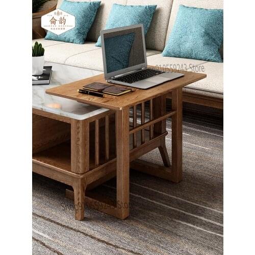 Nordic New Chinese Style Solid Wood Side Table Living Room Sofa Side Table Bedroom Creative Removable Small Coffee Table Corner