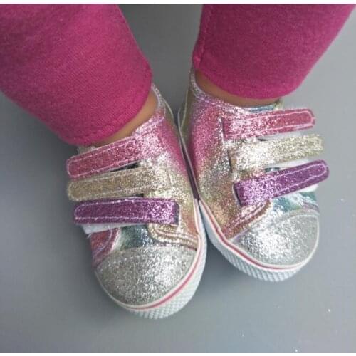 7cm Doll Sequins Shoes Fits 43cm Baby Dolls Shoes For 18 inch Girl Doll Boots Free Shipping