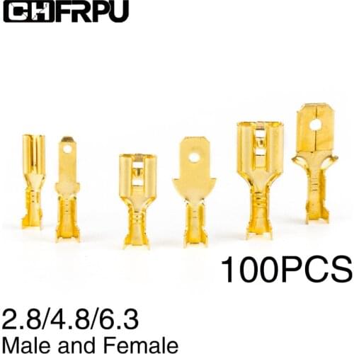 100PCS/2.8/4.8/6.8mm Male and Female Crimp terminal electrical connector cable Suitable for 22-16AWG Insulating sleeve