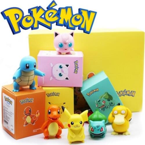 Genuine Pokemon Starry Dream Cartoon Anime Figure Model With Plush Base Pikachu Eevee Bulbasaur Snorlax Jirachi Komala Doll Toy