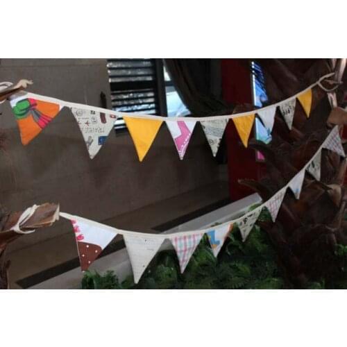 Sell cotton fabric flag 2020 New Sell Cotton Fabric Baby Birthday Accessories Flags For Outdoor Children Tent Decorations