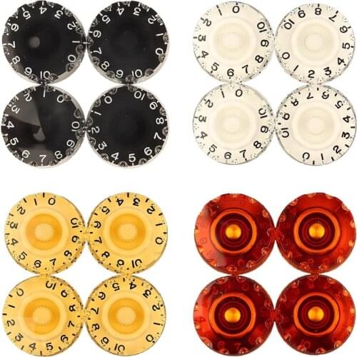 4pcs Guitar Knurled Speed Dial Knobs 18 Fine Splines Volume Tone Control Knobs Potentiometer Knobs For LP Guitar Accesssories