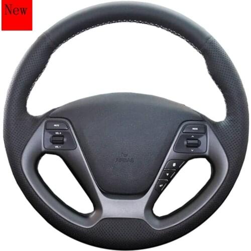 Hand-Stitched Leather Car Steering Wheel Cover for Kia K3 2013 K2 Rio 2015 2016 Ceed 2012-2017 Cerato 2013-2017 Accessories