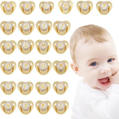 26 Letters Baby Pacifier Luxury Shiny Rhinestones Silicone Nipple BPA Free Infant Newborn Comfort Appease Soother Nursing Toys