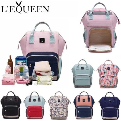 Lequeen Fashion Mummy Maternity Nappy Bag Brand Large Capacity Baby Bag Travel Backpack Designer Nursing Bag for Baby Care