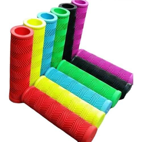 MTB Bike Handlebar Grip Anti-slip Handle Grip Rubber Textured Bicycle Grip For Mountain Road Bike Lock Bar End Red Blue