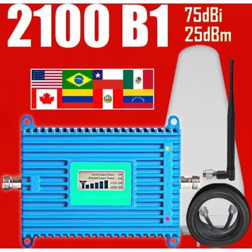 75dB high gain low cost band 1 2100 MHZ Cellular Amplifier 3g Signal Booster repeater 4G LDPA LOG whip antenna Full Kit