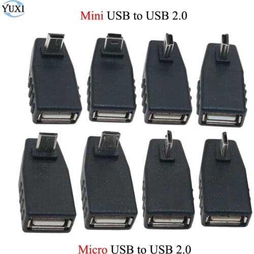 YuXi 90 Degree Left/Right/up/Down angle USB 2.0 Type A Female to 5-pin B Male Micro / Mini USB OTG Host USB 2.0 adapter