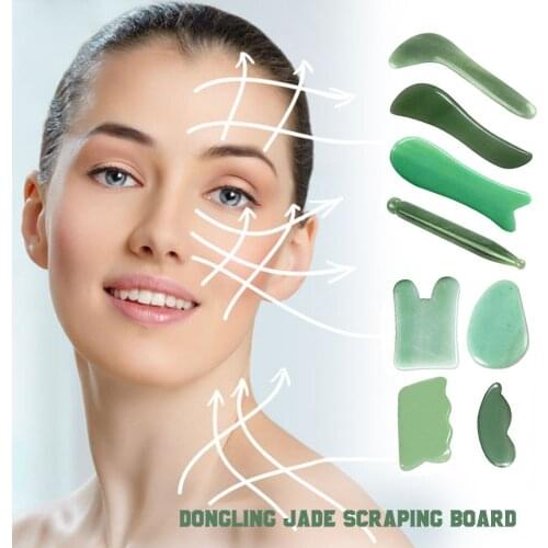Green Natural Jade Guasha Scrapping Plate Gua Sha Massager Face Meridian Scrapping Plate Piece Massage Tools Face Massage Tool
