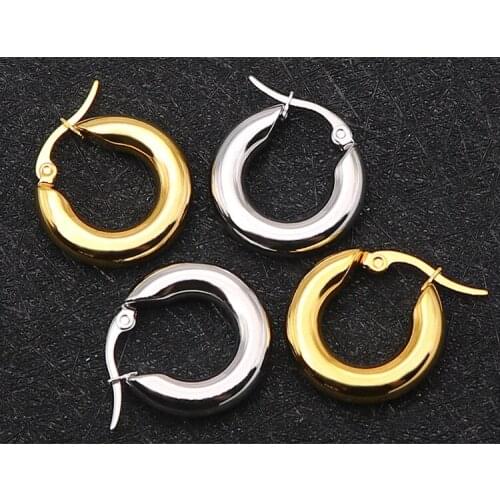 New Style 2020 Chunky Smooth Exquisite Circle Loop Earrings for Women Girl Wedding Party Stainless Steel Jewelry Thick 5MM