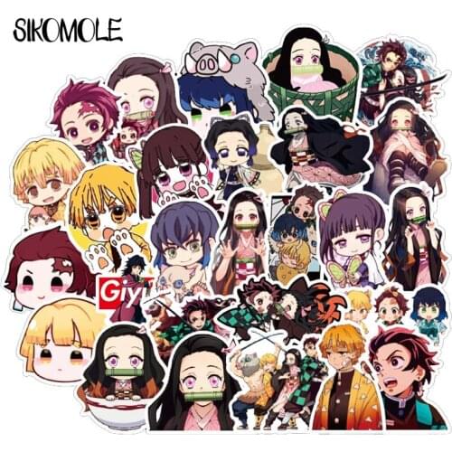 50pcs Demon Slayer Kimetsu No Yaiba Sticker Cosplay Props PVC Waterproof DIY Guitar Car Tanjirou Nezuko Stickers F4