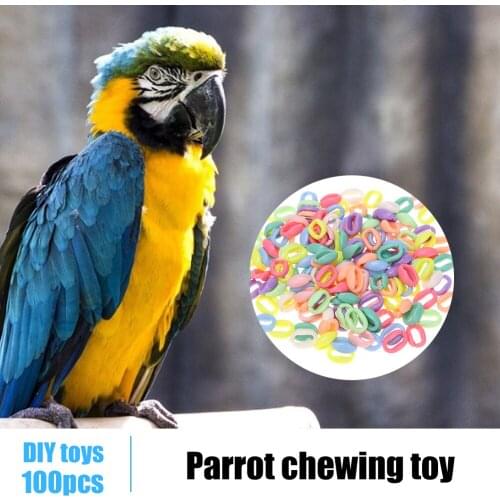 100pcs Birds Accessories C-links Hooks Parrot Colorful Swing Cage Chain Toys Colorful Beads Bird Supplies Bells Toys