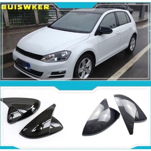 2 pcs Side Wing Mirror Cover Caps Bright Black RearView Mirror Case Cover for VW Golf 7 MK7 7.5 GTD R GTI Touran L E-GOLF