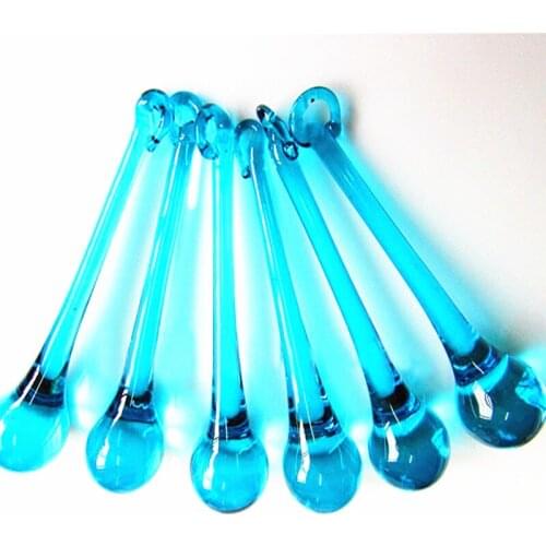 20pcs/lot 20*80mm Aquamarine raindrop hanging prism glass pendant for crystal chandelier parts curtain pendant accessories